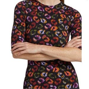 Farm Rio Rainbow Leopard Sheath Midi Dress Size XS